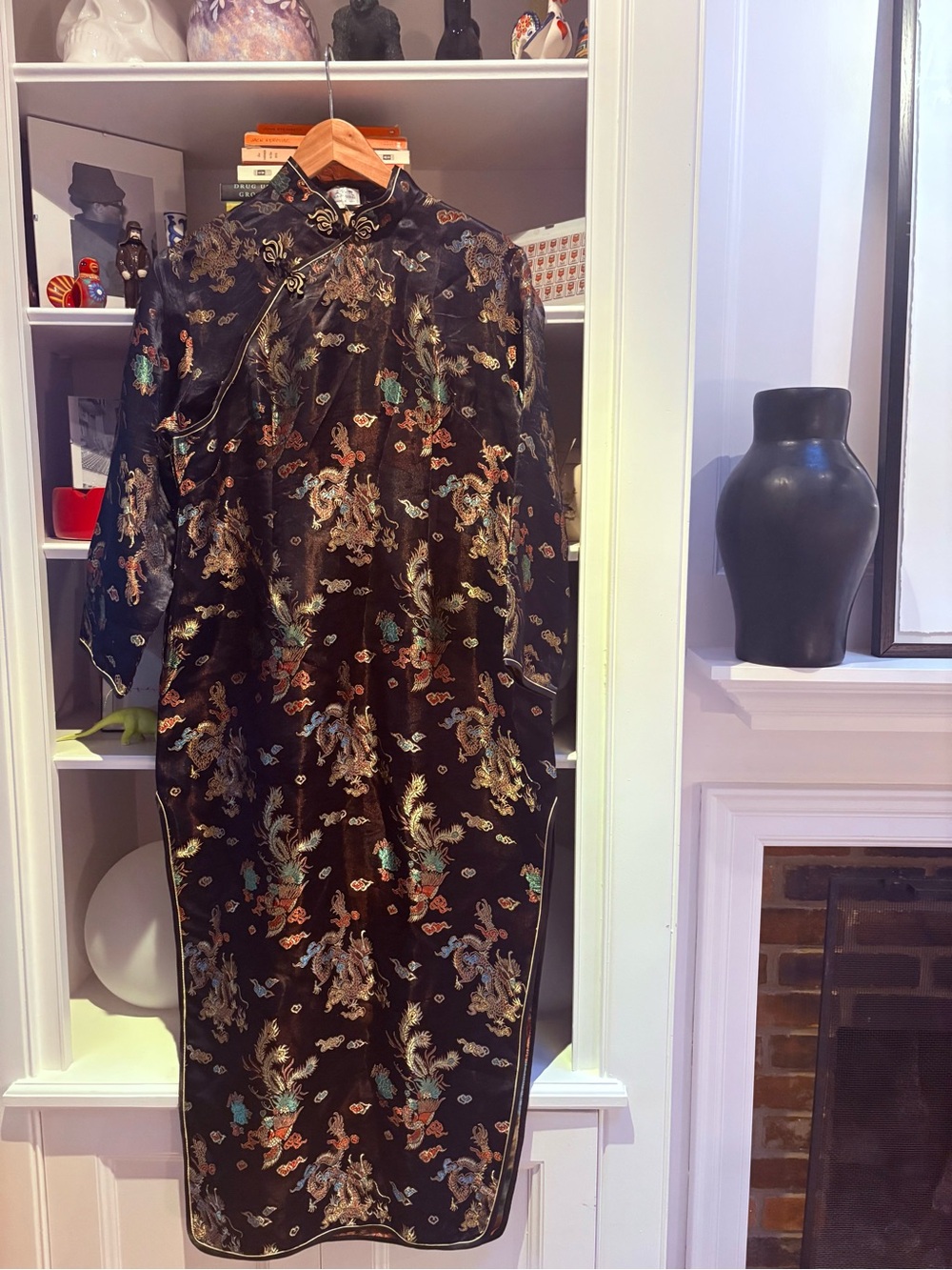 Vintage Laogudai Black Silk Dragon Dress Large/ XL